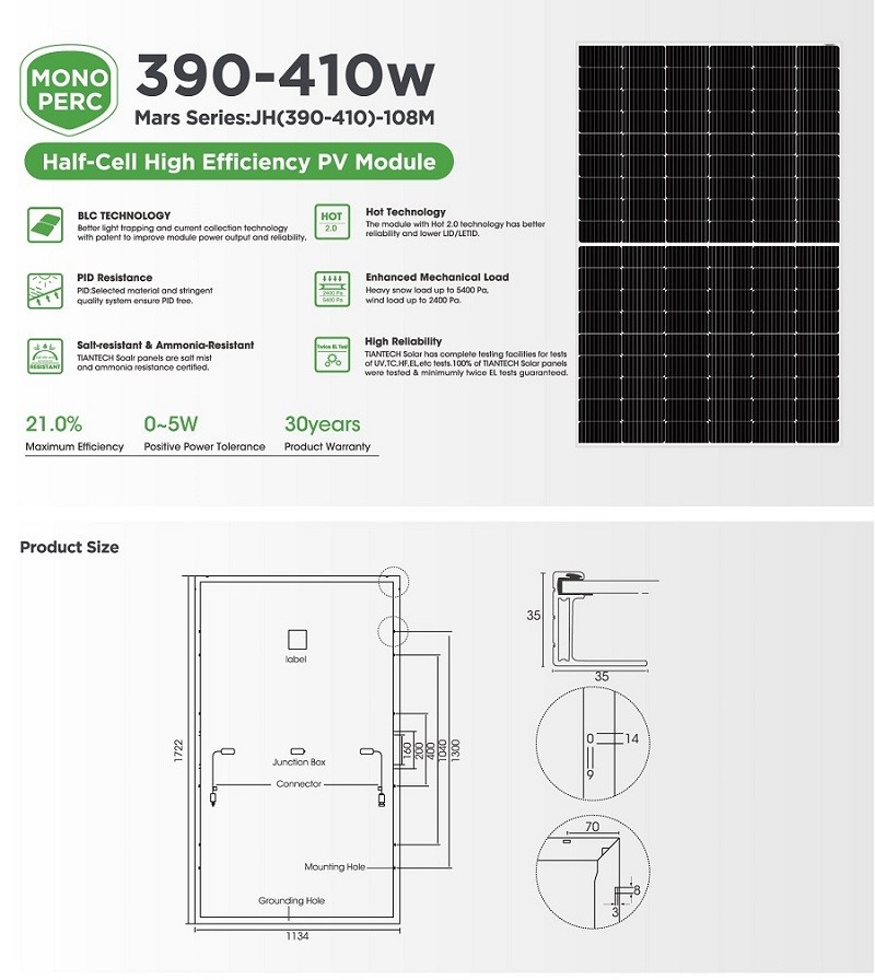 390W solar panel