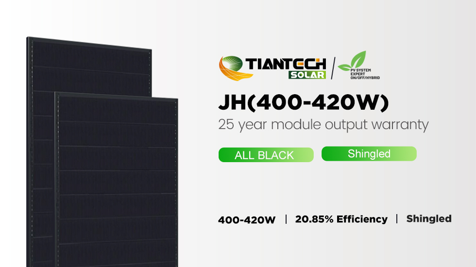 Das 410 W geschindelte All Black Panel hebt sich von den europäischen Photovoltaik-Panels ab